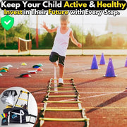 Invincible Fitness Agility Ladder Set - Enhance Speed 10 Cones, 4 Hooks, 3 Resistance (15ft) - Product Image