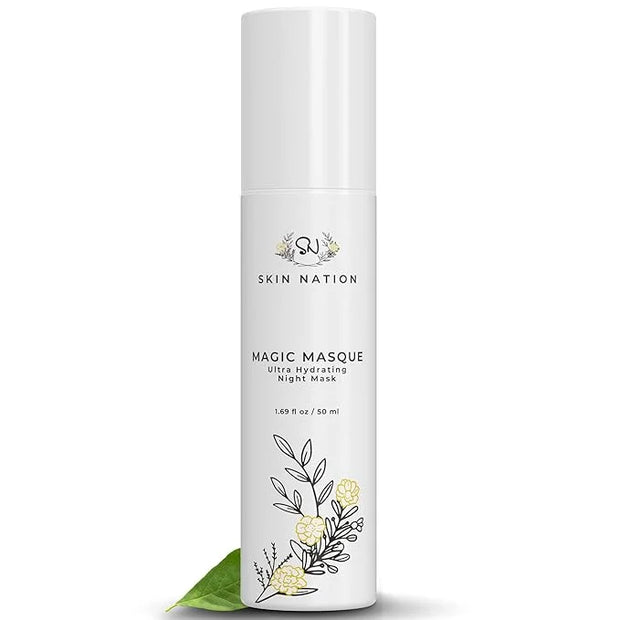 Skin Nation Magic Masque, Hydrating Night Mask with Hyaluronic Acid & Botanicals, Plant-Based Overnight Mask for Dry Skin,...