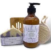 USA Made Lavender Spa Gifts for Women with Hand Cream, Handcrafted Lavender Soap, Soap Saver, Body Buffer. Luxurious Bath ...