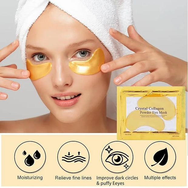 30 Pairs Lip Masks & Eye Masks, 24K Gold Gel Under Eye Patches for Puffy Eyes, Collagen Crystal Lip Mask Moisturizing Nour...