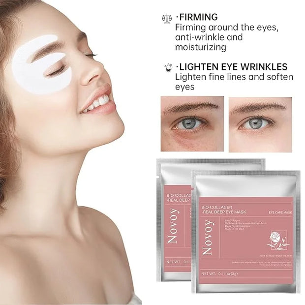 Novoy 7 Pairs Bio-Collagen Real Deep Eye Patches - 6-in-1 Retinol Overnight Eye Patches for Dark Circles, Puffiness & Wrin...