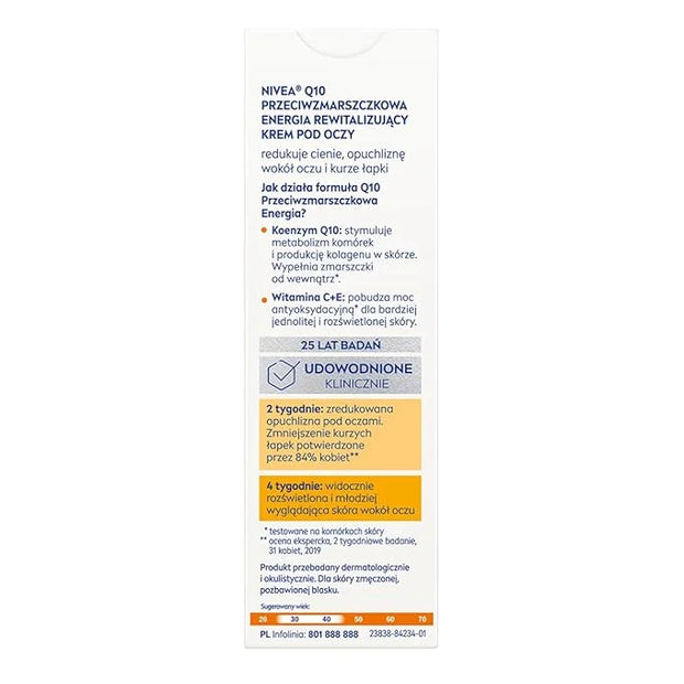 NIVEA Q10 plusC Anti-Wrinkle + Energy Eye Cream 1er Pack (1 x 15 ml) - Product Image