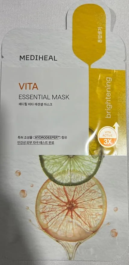 Mediheal Best Korean Sheet Mask - Vita Essential Face Mask 4 Sheets Vitamin Mask For All skin types Smoothing Tightening T...