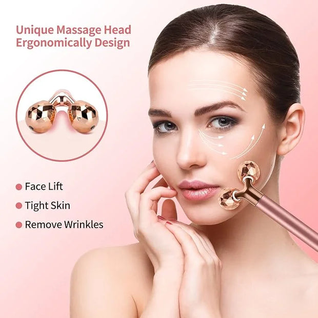 2-in-1 Face Massager Roller Electric Face Roller, 3D Roller and Crescent-Shape Face Massager Kit for Face Skin Care Tools ...