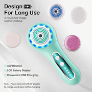 Face Scrubber Exfoliator,Facial Cleansing Brushes Rechargeable IPX7 Waterproof with 5 Brush Heads,Electric Face Spin Brush...