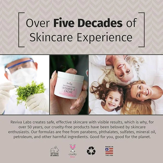 Reviva Labs Vitamin K Crème for Bruising, Under-Eye Dark Circles, and Wrinkles with Soybean Oil and Natural Fruit Extracts...