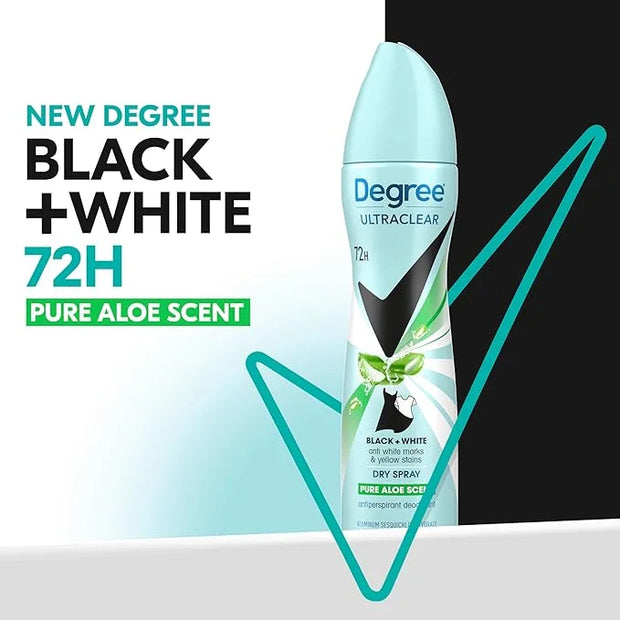 Degree UltraClear Antiperspirant Deodorant Dry Spray 4 pack for 72h Nonstop Sweat Protection For Women Pure Aloe Scent Ant...