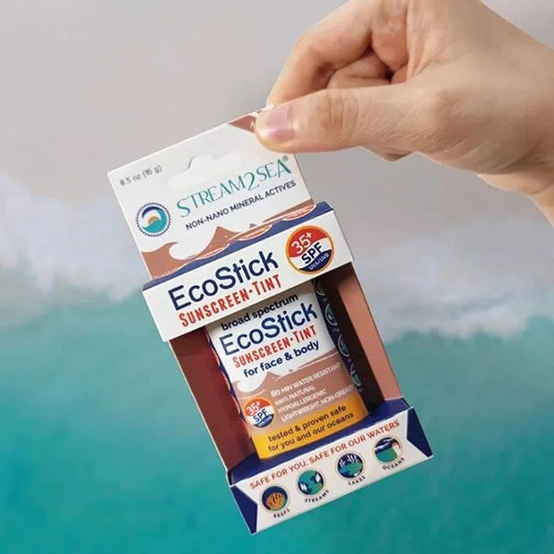STREAM2SEA EcoStick SPF 35 Mineral Sunscreen Stick, Sweat Water Resistant Sunblock, USDA Approved Biodegradable Paraben Fr...