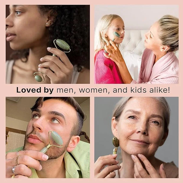 Beauty by Earth Jade Roller for Face - Smoothes Fine Lines & Wrinkles, Face Massager Skin Care Tools with Small Eye Roller...