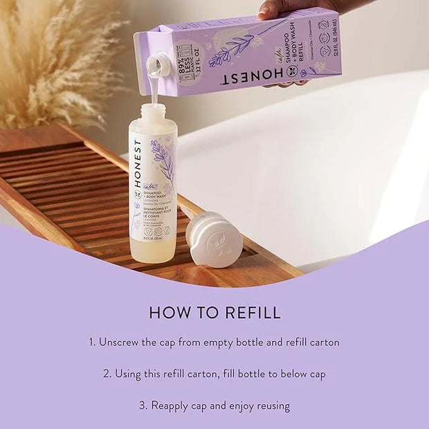The Honest Company 2-in-1 Cleansing Shampoo + Body Wash Refill Carton | Gentle for Baby | Naturally Derived, Tear-free, Hy...
