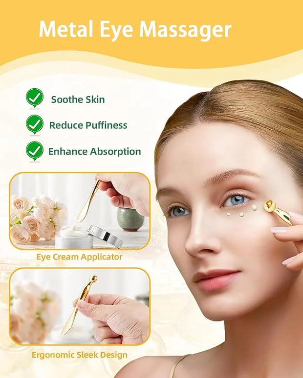 2 Pairs Reusable Under Eye Wrinkle Patches Silicone Mask, Plump Fine Lines & Wrinkles, with Metal Eye Cream Applicator, Ti...