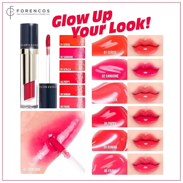 FORENCOS Tattoo Glass Lip Gloss Tint, Korean Glossy Tint/Stain, High Pigmentation, Glasting Shine, Long Lasting, Moisturiz...
