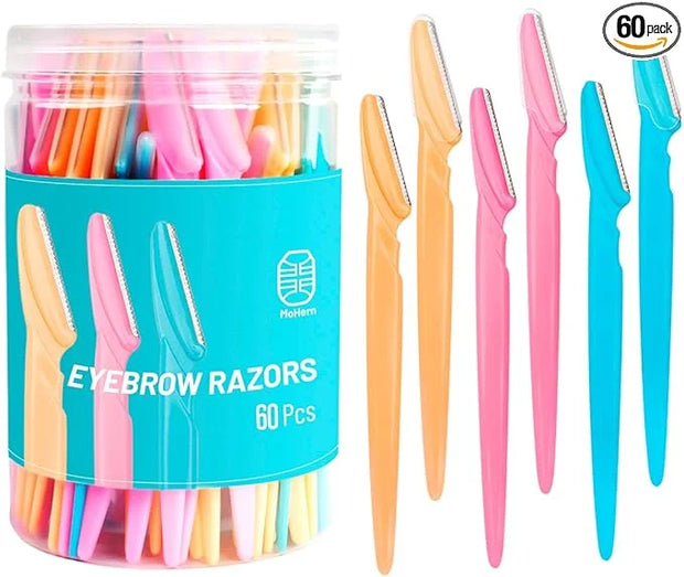 MoHern Eyebrow Razor with Box, 60 Pcs Face Razors for Women and Men, Multipurpose Dermaplane Razor, Dermaplaning Tool for ...