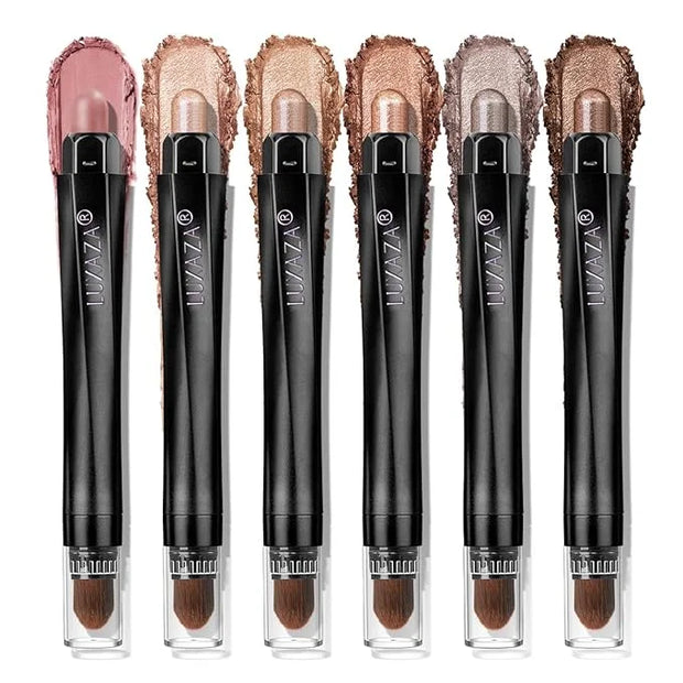 Neutral Eyeshadow Stick Makeup Set, Metallic Shimmer Matte Cream Eye Shadow Eyeliner Brightener Pencil Crayon - Classic 6P...