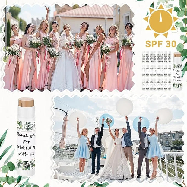 24 Pcs Mini Sunscreen Stick Bulk for Summer Wedding SPF 30 Face Sunscreen Stick Water Resistant Light Skin Tone Sun Block ...