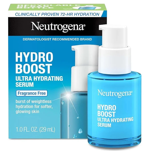 Neutrogena Hydro Boost Ultra Hydrating Serum with Hyaluronic Acid, Fragrance-Free Face Serum for Weightless Hydration and ...
