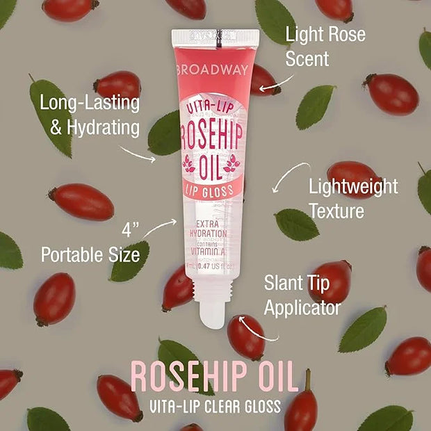 Ruby Kisses Broadway Vita-Lip Clear Lip Gloss (Rosehip Oil 12 Pack), Ultra-Hydrating & Soothing Formula with Vitamin Oils,...