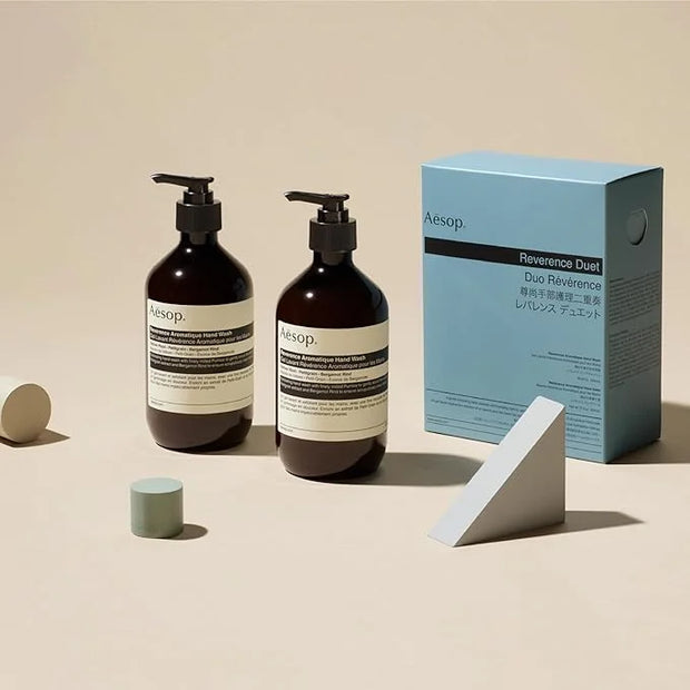 Aesop Reverence Aromatique Duet | Skin Softening Hand Wash & Hand Balm | Woody, Earthy, Smoky | Vetiver Root, Petitgrain, ...