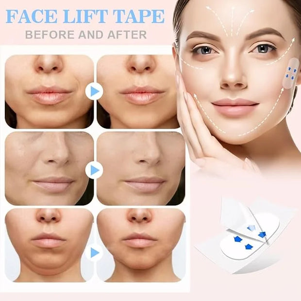 Kaely 80 Pcs Instant Face Lift Tape,Antiaging Body Shaping Tape,Neck Lifting Tape for Saggy Skin,Facelift Tape and Bands f...