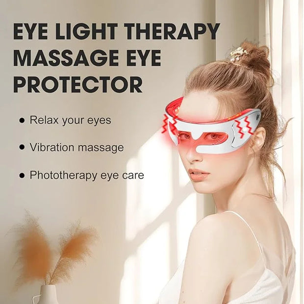 LED Red Light Therapy Eye Device, 3 Modes Red Light Eye Mask with Multi-Frequency Vibration + Red Light Therapy Massager S...