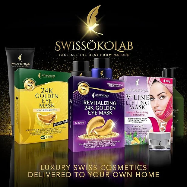 SWISSÖKOLAB Under Eye Patches For Puffy Eyes 24k Gold Eye Mask Dark Circles And Puffiness Collagen Eye Gel Pads Moisturizi...