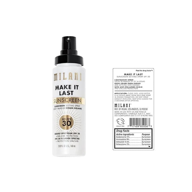 Milani Make It Last Sunscreen - Sunscreen Setting Spray with SPF 30 - Makeup Primer and Setting Spray with SPF30 Sunscreen...
