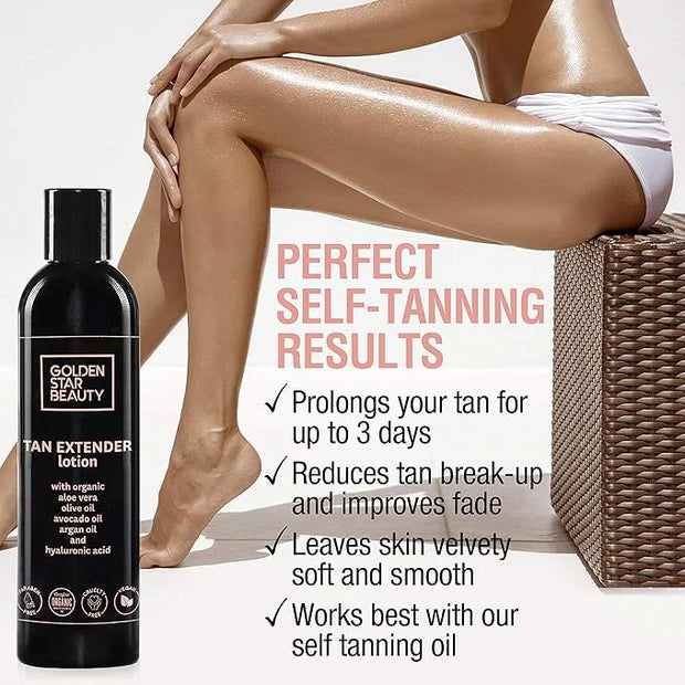 Tan Extender Daily Moisturizer - Best After Tanning Lotion w/Organic Oils and Hyaluronic Acid to Extend Your Tan from Sunl...