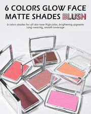 Powder Blush Palette, Matte Powder Makeup Blush for Cheeks, Natural Glow Face Blush Contour Palette, Lightweight, Smooth, ...