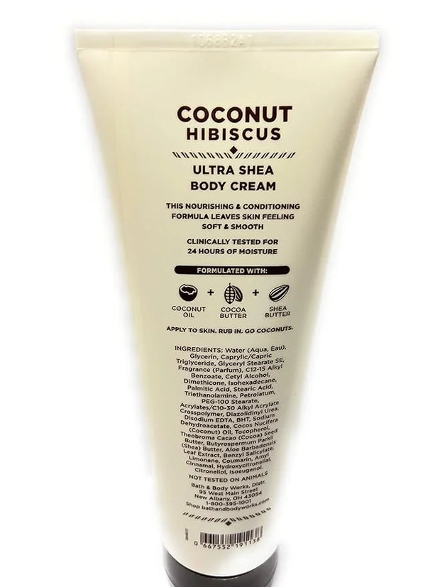 Bath and Body Works Coconut Hibiscus Ultra Shea Body Cream 8 Ounce Full Size - Product Image