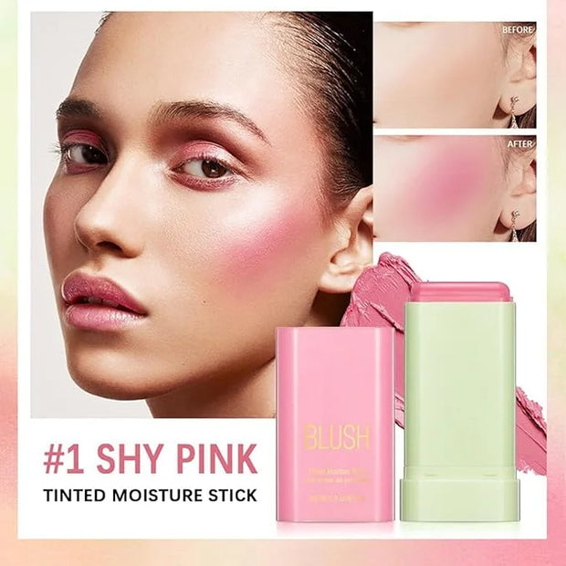 Multi-Use Makeup Blush Stick, 3-in-1 Cream Blush Stick Beauty Tinted Solid Blush Stick for Cheek/Eyes/Lips, Waterproof Moi...