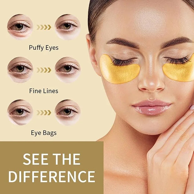 30 Pairs 24K Gold Eye Mask, Reduce Dark Circles, Puffy Eyes, Undereye Bags, Gel Collagen Eye Patches for Reduce Fine Line,...
