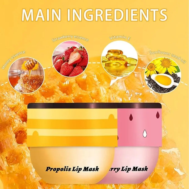 2PCS Bee Lip Balm Honey Pot, Exfoliate