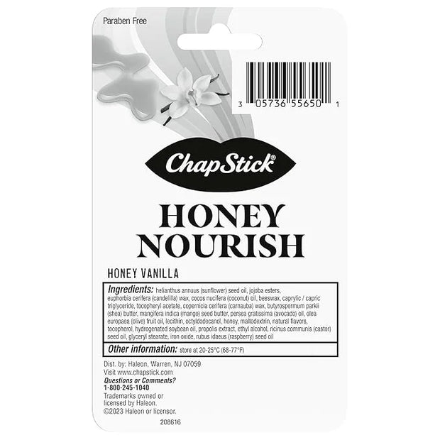 ChapStick Lip Balm Honey Nourish, Moisturizing Fomula with Shea Butter and Avocado Butter, Vitamin E, Honey Vanilla Flavor...