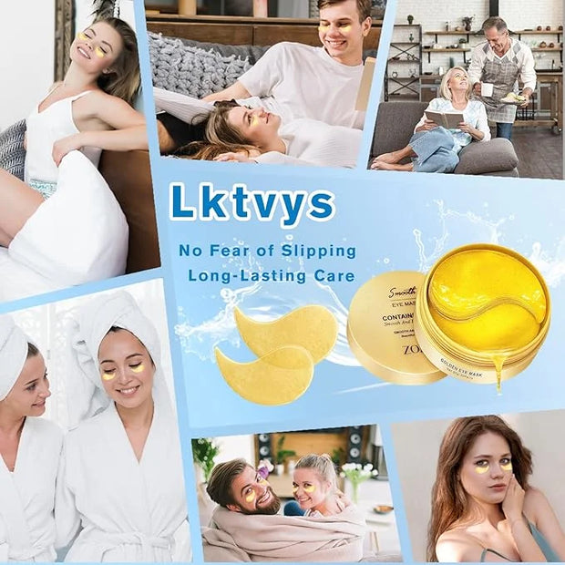 Gold Eye Patches 2-Pack (120 PCS) - Anti-Wrinkle & Firming Under Eye Gel Mask, Instantly Brighten Dark Circles, Luxury Col...