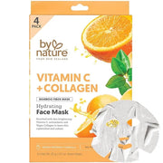 By Nature Hydrating Face Masks with Vitamin C + Collagen, Made From Bamboo Fiber from New Zealand (4 Pack) - Product Image