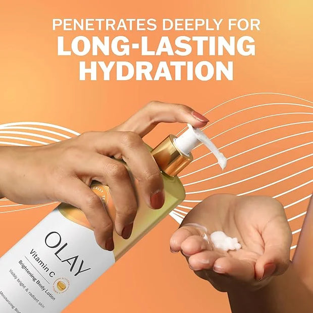 Olay Body Lotion for Women, Brightening with Vitamin C Serum, Visibly Bright & Radiant Skin, 24hr Moisture & Hydration, Fa...