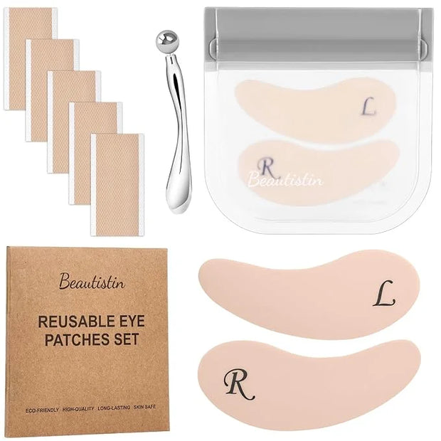 Under Eye Patches Silicone - Reusable Eye Patches + Silicone Fixing Tape Cuttable, Eye Wrinkle Patches, Reusable Eye Mask,...