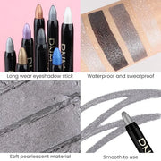 evpct Dazzling Grey Shimmer Cream Eye Shadow Brightener Sticks Set for Eyes, Grey Shimmery Matte Pencil Eye shadow Applica...