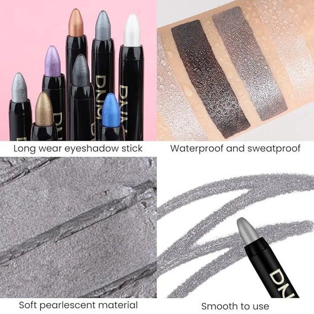 evpct Dazzling Grey Shimmer Cream Eye Shadow Brightener Sticks Set for Eyes, Grey Shimmery Matte Pencil Eye shadow Applica...