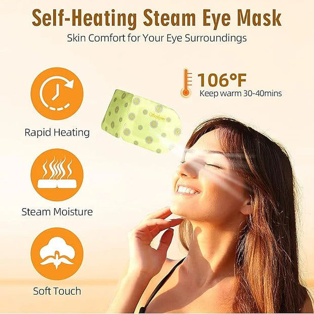 Serfeymi 22 Packs Steam Eye Mask, Warming Eye Mask Promote Sleep Eye Patch Self-Heating, Disposable Eye SPA Heated Eye Mas...