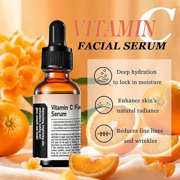 3 Step Facial Skin Care Kit with Snail Mucin Moisturizer & Vitamin C Facial Serum & Amino Acid Facial Cleanser - Korean Sk...