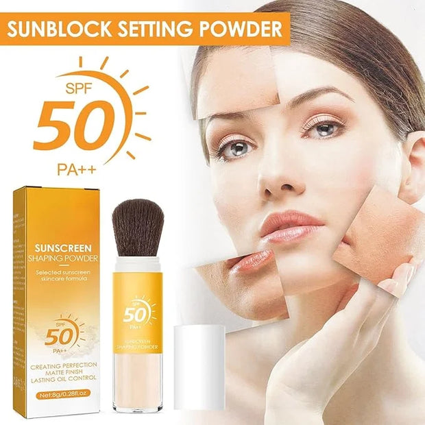 Mineral Sunscreen Setting Powder, SPF 50 Mineral Sunscreen Setting Powder for Face, Oil Control Natural Matte Finish, Mini...