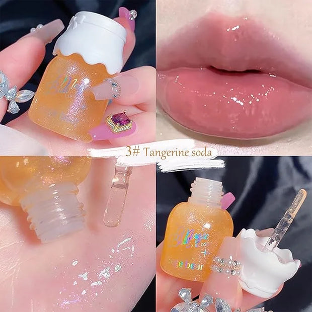 5 Colors Shimmer Lip Gloss Set Hydrating Lip Glow Oil Cute Hydrating Tinted Lip Transparent Balm Set - Product Image