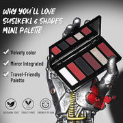 Red Eyeshadow Palette with Mirror Sliver Red Black Tones Matte Shimmer 6 Colors Mini Eye Shadow Pallet Travel Size Highly ...