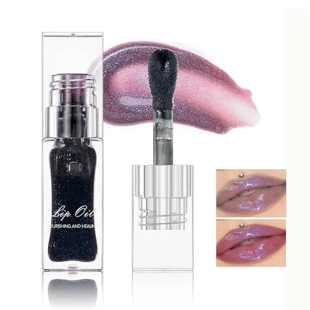 Black Color Changing Lip Oil, Temperature Change Glitter Lip Gloss, Moisturizing Plumping Lip Oil, Light Texture Non Stick...