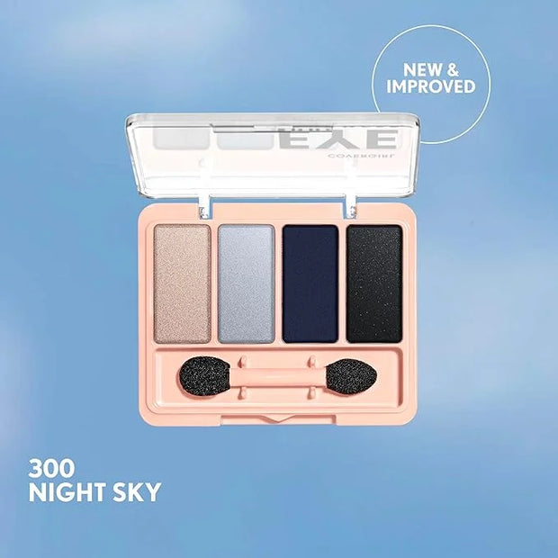 COVERGIRL Eye Enhancer, Night Sky, Eyeshadow Quad, Easy to Wear, Clean & Vegan, Talc-Free, Matte & Shimmer Finishes, Smudg...