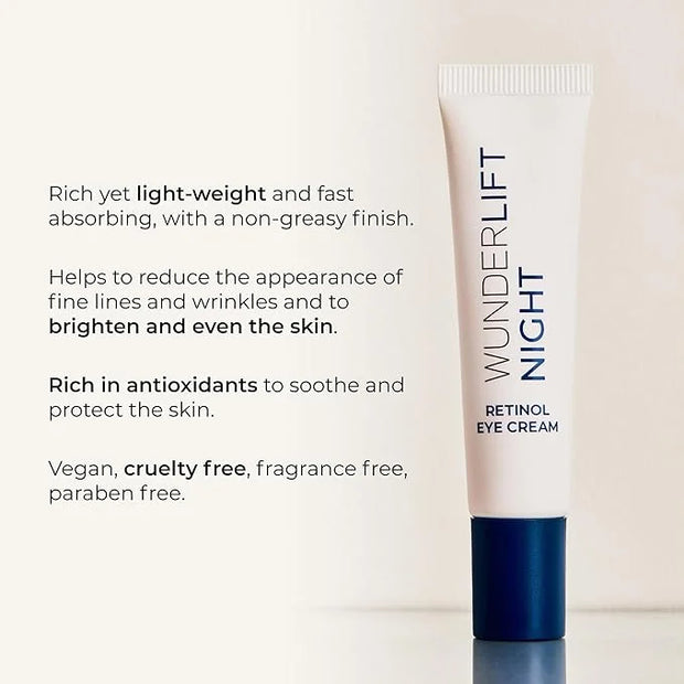 Wunderlift Night Retinol Eye Cream, 3% Encapsulated Retinol, Hyaluronic Acid and Coleus Forskohlii, Vegan and Cruelty free...