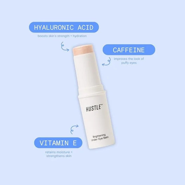 Hustle Beauty Brightening Under-Eye Balm – Instant Cooling, Caffeine-Infused, Hydrating Eye Balm for Puffiness, Dark Circl...