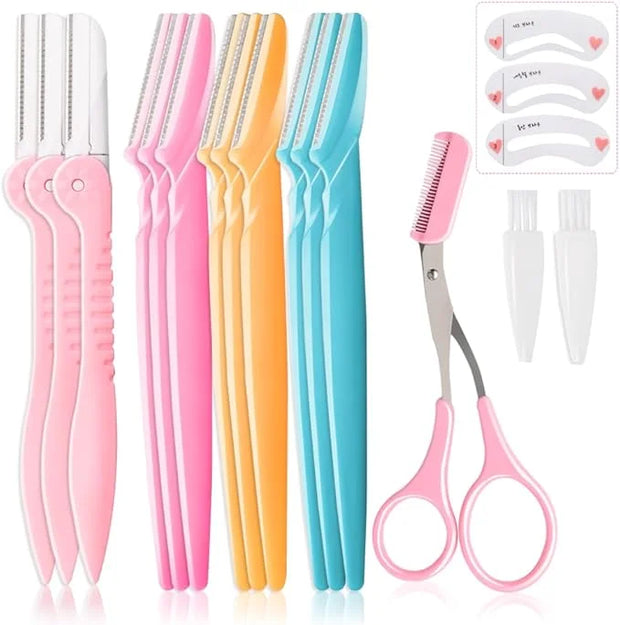 12 Pcs Eyebrow Razor, Face Razors for Women, Exfoliating Trimmers, Eyebrow Grooming Shaper for Women, Peach Fuzz, Hair Rem...