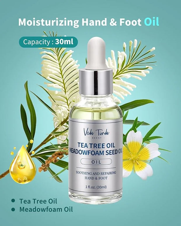 VTS Foot and Hand Care Kit - Includes Tea Tree Oil, Salt Scrub, Serum, Urea Cream 40 Percent, Moisturizing Heel Socks - Ho...